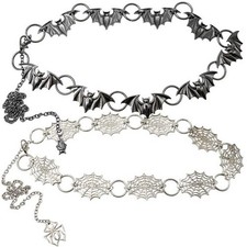 Kreepsville 666 Metal Belt Black Bats or Chrome Spiderwebs Spider Chain Hip NWT
