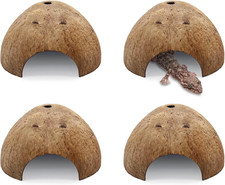 4 PCS Natural Coconut Reptile Hideouts Lizard Coco Hut Hermit Crab Hut Aquarium