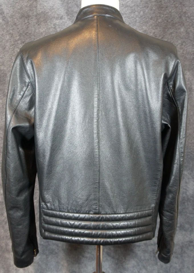 Vintage Wilson's Leather Men's Medium Cafe Racer/Motorcycle Jacket Black White - Image 4 of 4