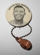 1950's Boxing Sugar Ray Robinson Worlds Middleweight Champion Souvenir Pin Charm