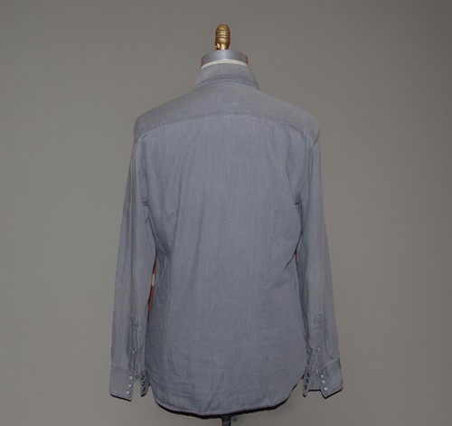 G Star Raw Men's Large Gray Snap Front Western Gray Shirt 3301 Slim Fit - Picture 2 of 10