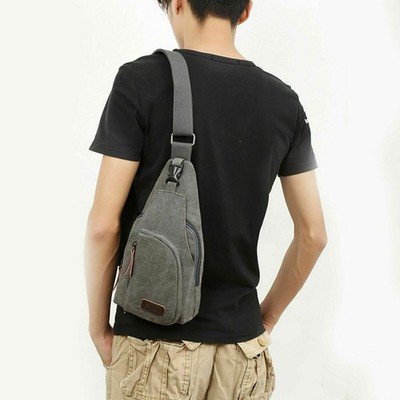 Unisex Canvas Anti-Theft Sling Bag Chest Pack-Crossbody Travel Sports Fanny Pack