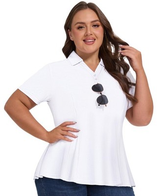 Womens Plus Size Golf Polo Shirts Short Sleeve Tunic Tops V Neck Collared Cas...