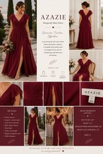 Azazie Burgundy Formal Maxi Dress Women C Flutter Sleeve Slit Evening