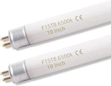 2 Pack 15W T8 6500K Fluorescent Replacement Tube, 18Inch Fluorescent Linear Tube