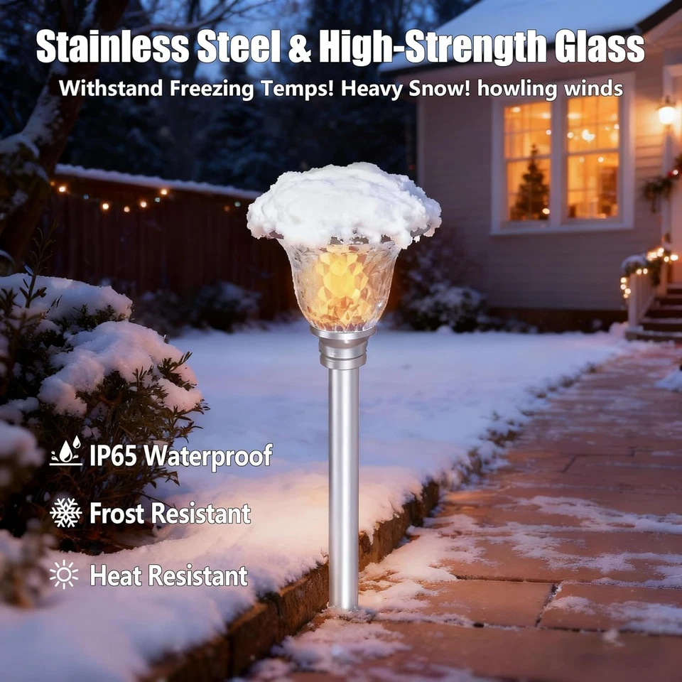 Stainless Steel Solar Garden Lights - 8 Pack Cool White LEDs - Image 4 of 4
