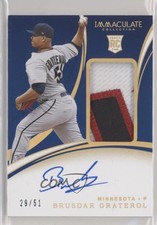 2020 Panini Immaculate Rookie Holo Gold 29/51 Brusdar Graterol Patch Auto 5m1