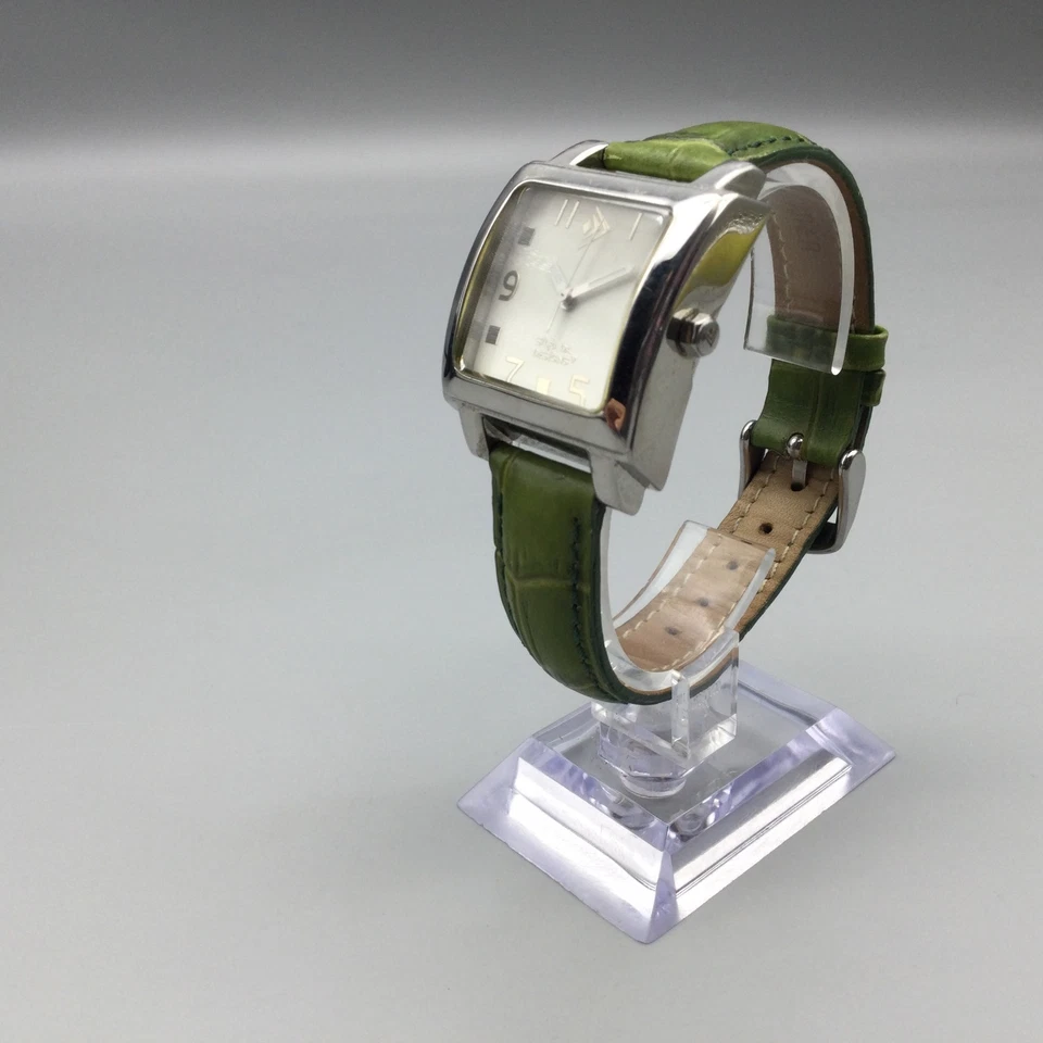 Reloj Mujer Silpada Designs 29mm Tono Plateado Cuadrado Correa Cuero Batería Nueva Foto 4 de 4