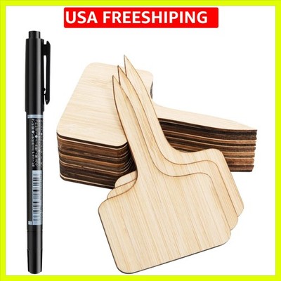 75 Pack Bamboo T-Type Plant Labels with A Marker Pen, Garden Markers Sign Pla...