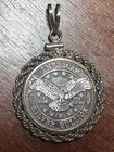 Vintage American Silver Eagle Bullion 5g Round .999 Fine Pendant Rope Bezel 7.7g