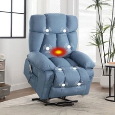 JONPONY XL-1288-LM-BLUE Power Lift Recliner Chair with Heat and Massage for