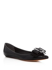 MARC JACOBS Womens Black Snake Double J Toe Slip On Leather Ballet Flats 37