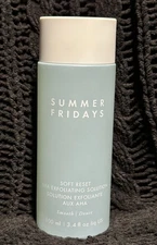 BRAND NEW - Summer Fridays Soft Reset AHA Exfoliating Solution 3.4 Oz - NO BOX