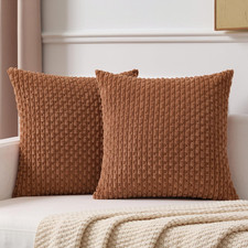 Fall Decorative Pillow Covers Set of 2 Striped Plush Corduroy Pillows Pillowcase