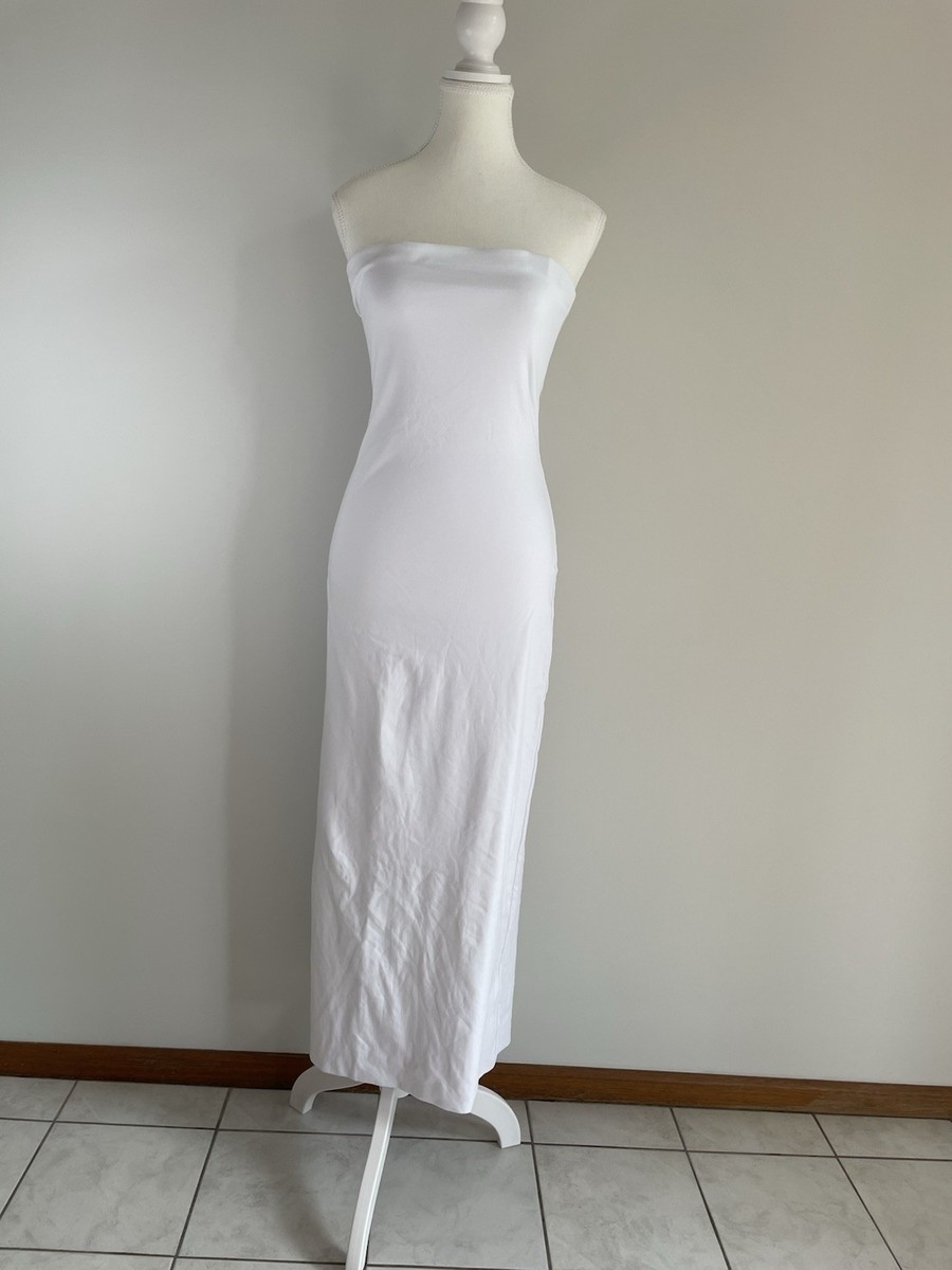 fitted lace wedding dress Kookai White Ribbed Bodyfit Maxi Dress