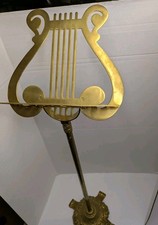 Vintage Brass Sheet Music Stand Ornate Adjustable Lyre Harp Shape Footed