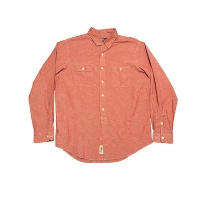 Polo Ralph Lauren Mens Large Clay Red Chambray Utility Button Down Shirt L