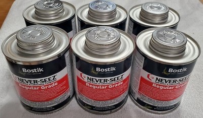 6 New 1 Pound Cans Bostik Never-Seez Anti Seize Compound Brush Top 16oz. Can