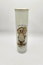 1970's Holly Hobbie 8" Collectible Porcelain Bud Vase 'It's The Little Things'