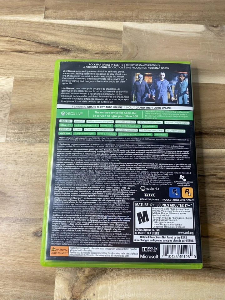 Grand Theft Auto Five V - GTA 5 - Microsoft Xbox 360 -  CIB - Tested and Working - Image 2 of 4