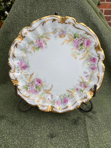 LIMOGES FRANCE Porcelain Plate Pink Floral - Picture 7 of 10