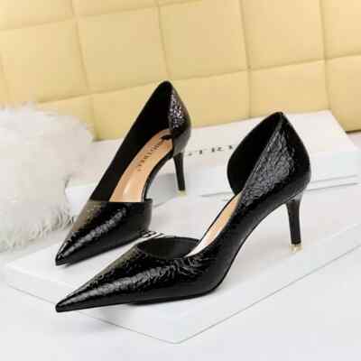 Pumps Damenschuhe Elegant 6 CM Schwarz Pumps Büro Leder Kunststoff 50611