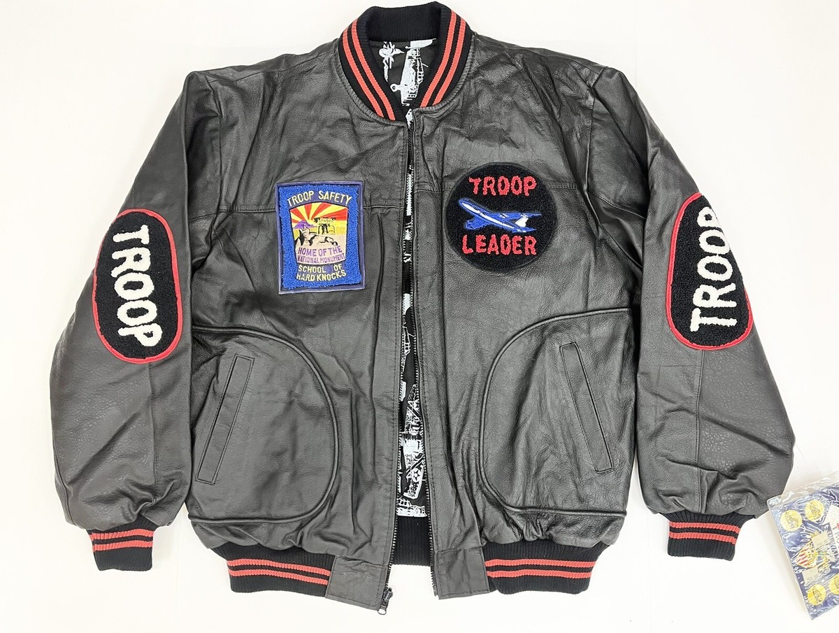 WORLD OF TROOP Leader Leather JACKET Mens XLarge Rap 1990s WORLD OF TROOP Leader Leather JACKET Mens XLarge Rap 1990s