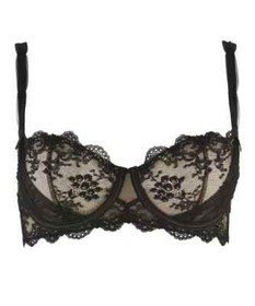 Aubade A-Lamour Bra Noir Black Lace 34G Underwired Half Cup Sheer Balcony DA14