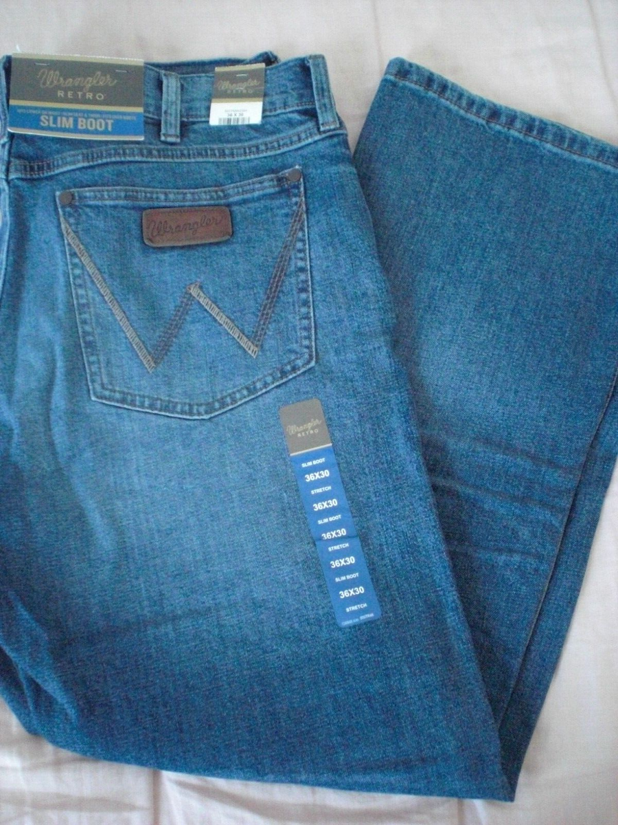 Wrangler Retro Slim Fit Bootcut Denim Jeans Pants, NWT 36x30