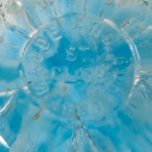 Vintage Maude & Bob St. Clair Paperweight Clear Glass Light Blue Flowers Bubbles - Picture 3 of 5