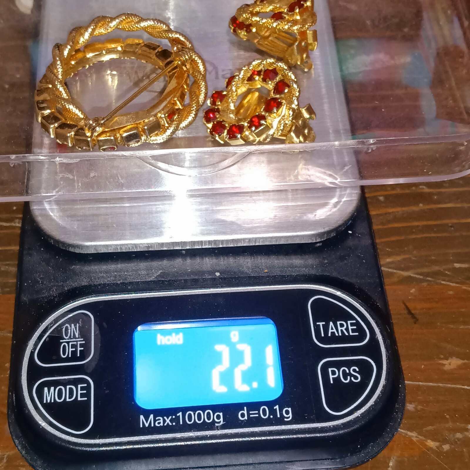 MCM Ruby Red Rhinestone Eternity Double Circle Br… - image 11