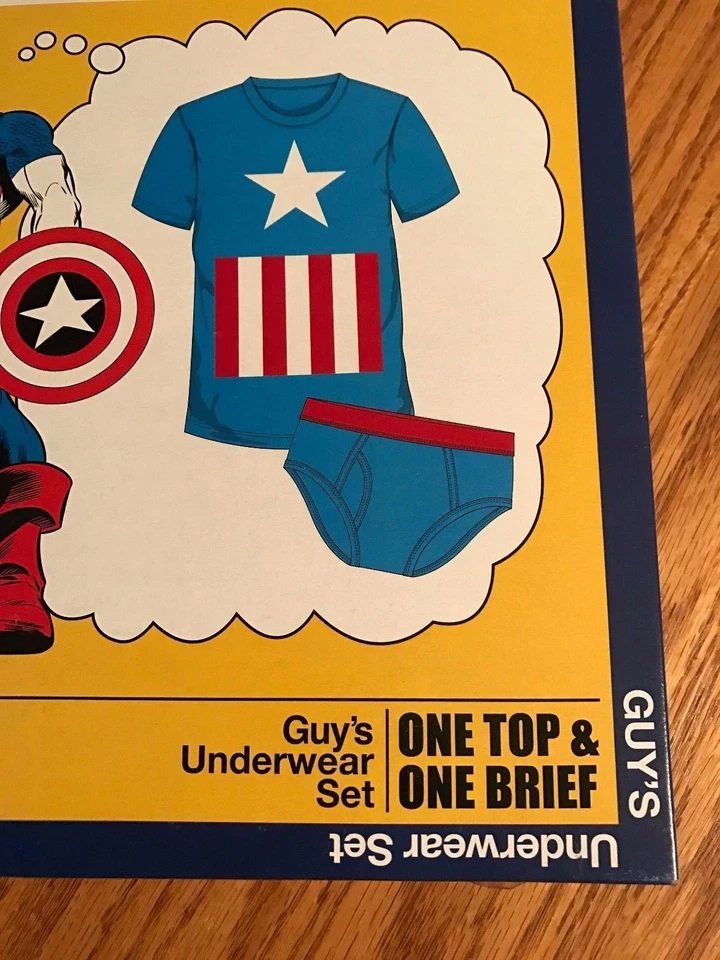 NEW NIB MEN'S GUY'S CAPTAIN AMERICA UNDEROOS UNDERWEAR BRIEF&T-SHIRT SET MARVEL - Image 2 of 4