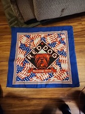 Vintage Red Dog Beer 22"x 22" Red, White  Blue Handkerchief Bandana - Bulldog