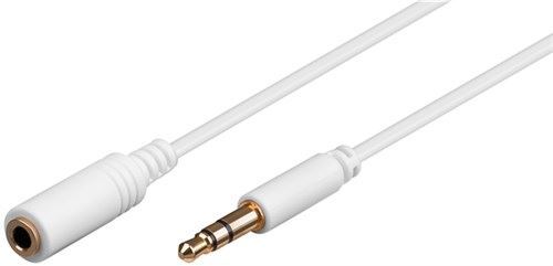 3.5mm jack extension cable white 1m 3.5mm male to 3.5mm female 3-pin stereo