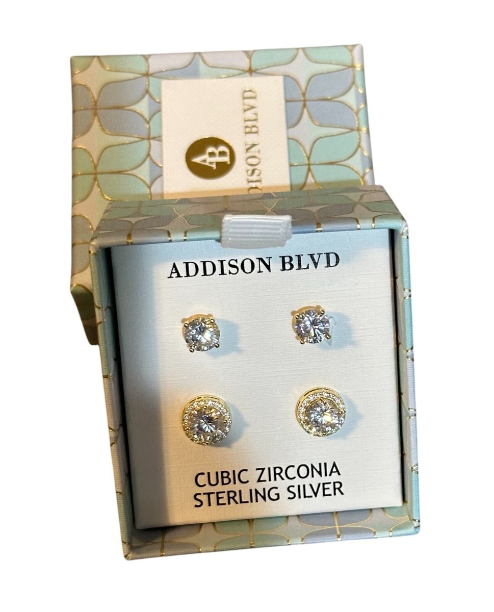 NEW Addison BLVD 925 Sterling Silver Gold Plate CZ Halo 2