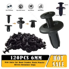 100 pcs Black Auto Car Door Fender 6mm Hole Push Plastic Rivets Retainer Clips