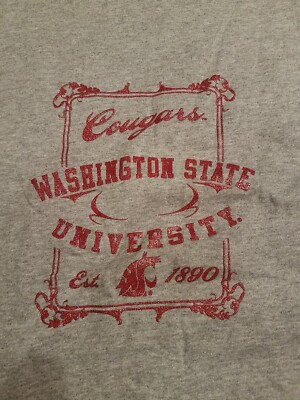 WSC WASHINGTON STATE COUGARS Medium t-Shirt Short Sleeve tee jays grey top