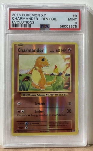 2016 Pokemon XY Charmander Evolutions Reverse Foil #9 PSA 9