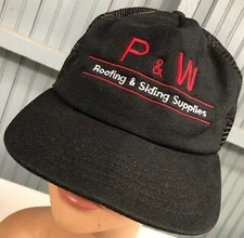 VTG P & W Roofing Supply Ohio Black Mesh Snapback Baseball Cap Hat