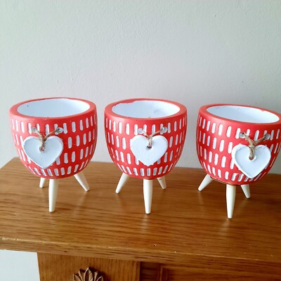 *KLEIN* 3er Set Handarbeit handbemalt Farben Wohndeko Pflanzgefäß Ornament