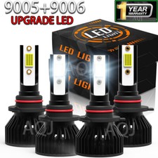 9005 9006 LED Headlights Kit Combo Bulbs 6500K High Low Beam Super White Bright