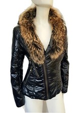 Just Cavalli Lady's Patent Jacket With Real Fox Fur Collar Size S 8 10 Vgc