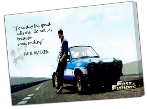 Paul Walker fast and furious Picture Print On Framed Canvas Wall  Art - Picture 1 of 5
