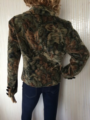 Veste Vintage En Velours Ras Marron - Taille 38/40, Cousue Main, Mi-longue, Occasion Très Bon état