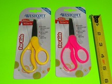  2x YELLOW  PINK Westcott Kids 6 Left or Right Hand 5" Scissors Pointed Tip
