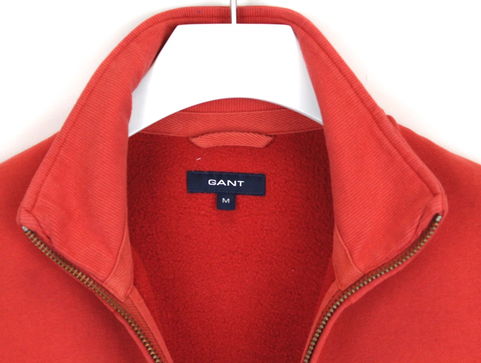 Moletom GANT masculino MÉDIO pescoço simulado zíper completo bolsos vermelhos logotipo - Imagem 4 de 4