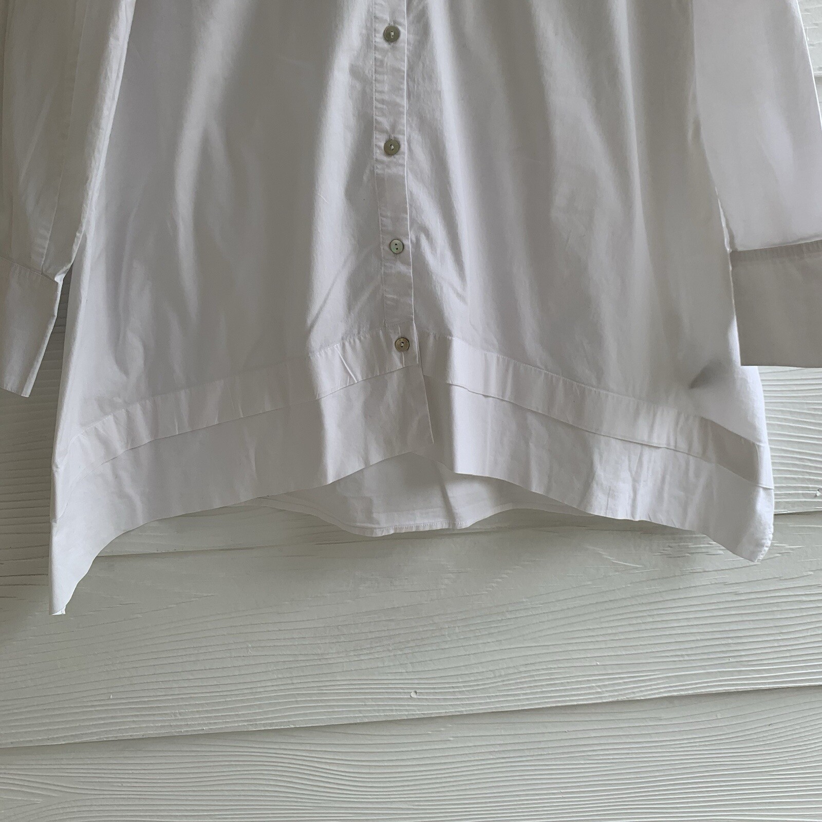John Mark White Tunic Top Button Down Blouse Long… - image 3