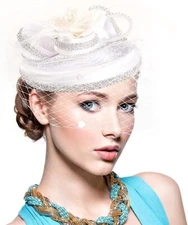 Fascinators Hat for Women Church Tea Party Headband Derby Floral Wedding Dress C