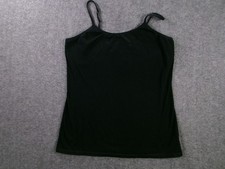 Tank Top Womens XL Black Spaghetti Strap Camisole Cotton Stretch Adjustable