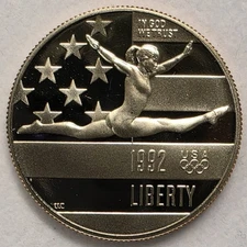 1992-S U.S. Olympic Gymnastics Proof Clad Half Dollar Coin